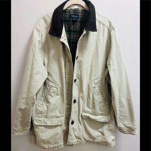 Lands' End Barn Jack Plaid Flannel Lined tan VTG Sz xl 18-20 fall